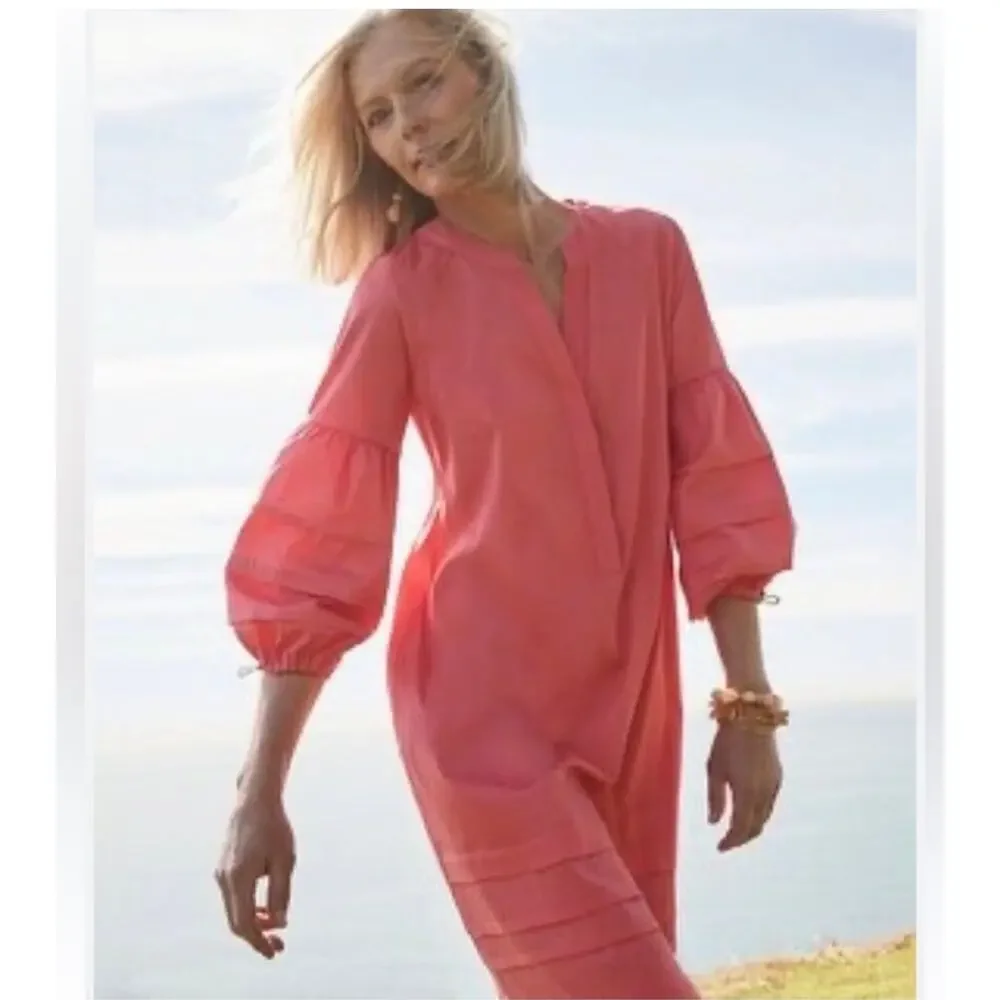 Chico’s Poplin Calypso Coral A Line Dress/Coverup Size 0 - Picture 7 of 9